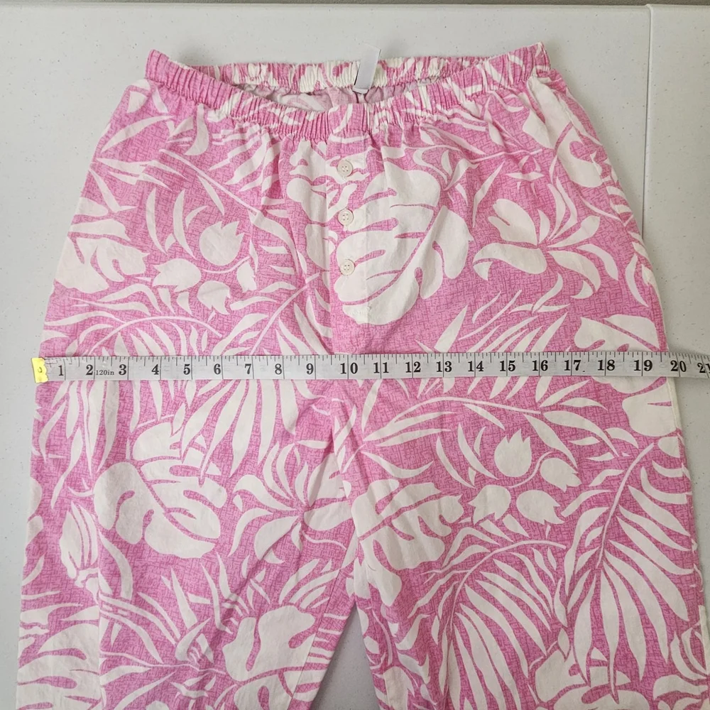 PJ Salvage Women's Small Lounge Pants Pink Tropical Cotton Lightweight Pajama - Picture 5 of 16